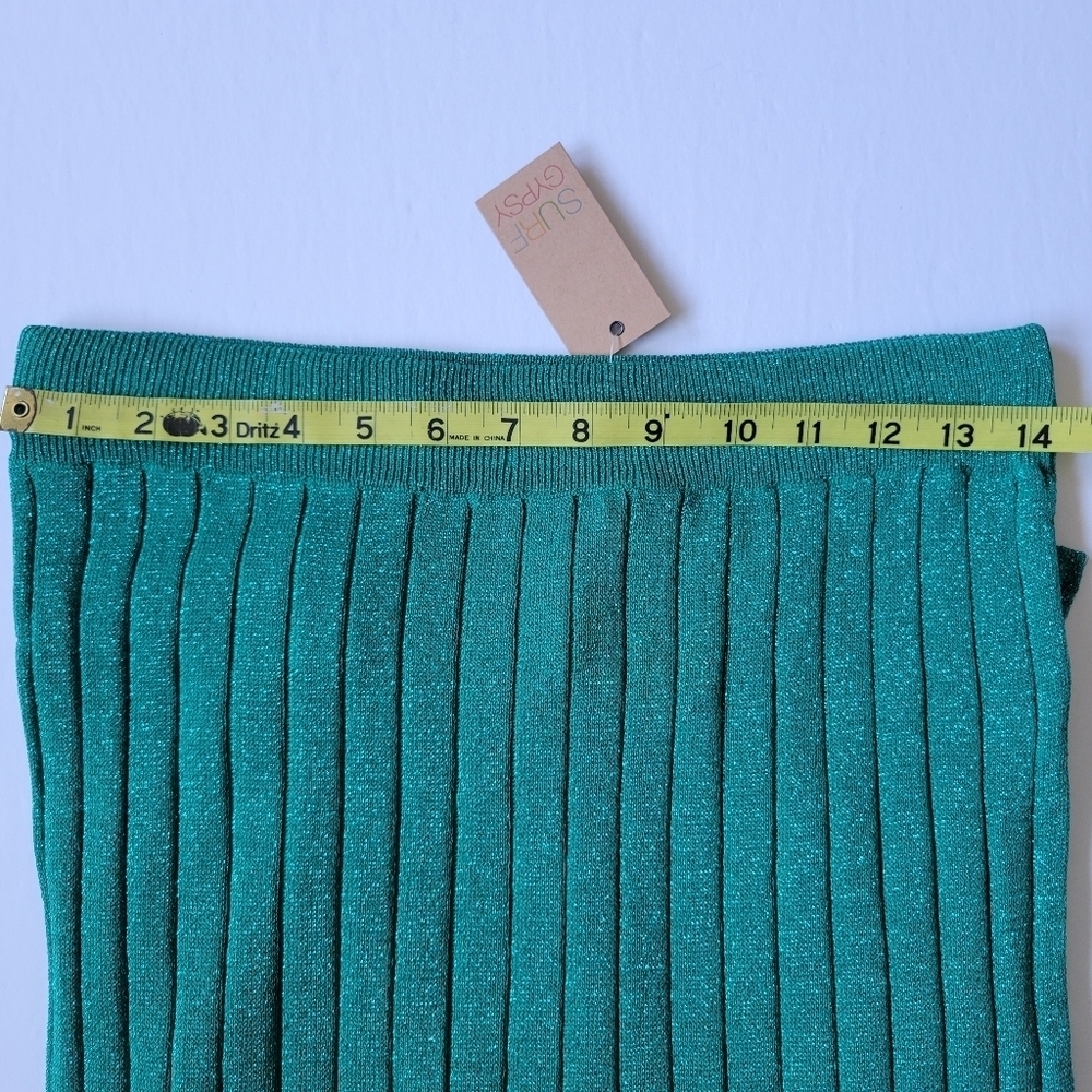 Surf GypsyWomen's Green Metallic Rib Maxi Skirt. - Picture 4 of 9